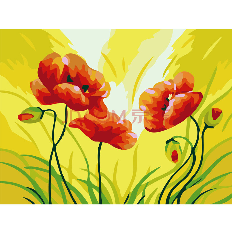 华庭丽娜 40x50数字油画 带内框diy油画 孩子学习绘画 花卉系列 欣欣