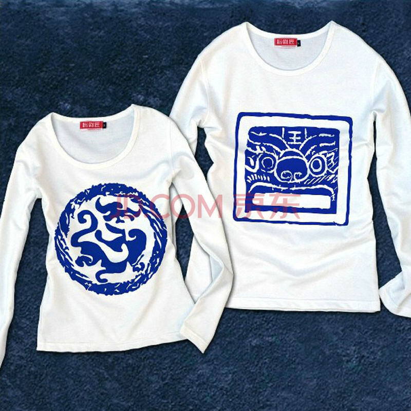 女装 t恤 粉刷匠手绘情侣装长袖情侣t恤原创华风古韵.