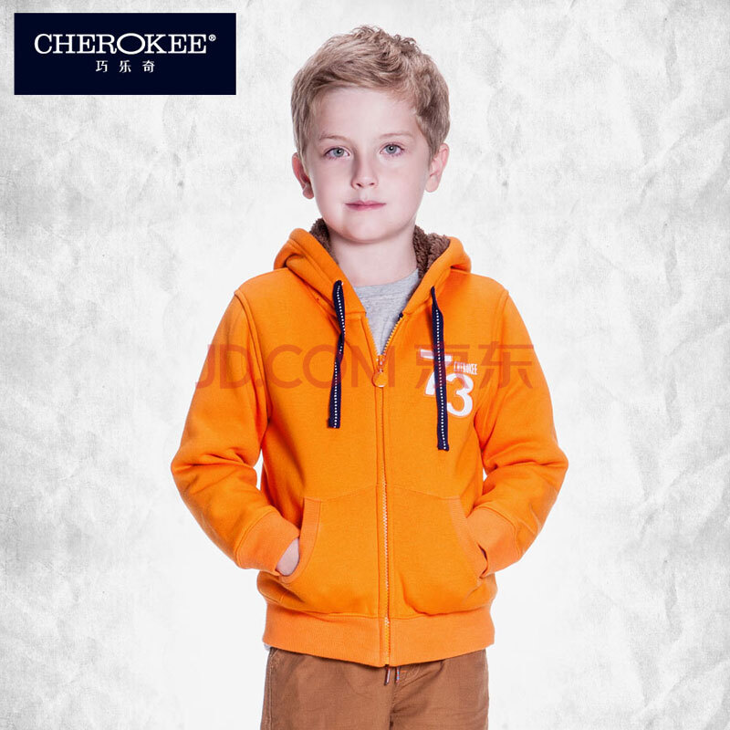 cherokee 巧乐奇 冬季新品男童夹里pv绒卫衣 626554 桔 150