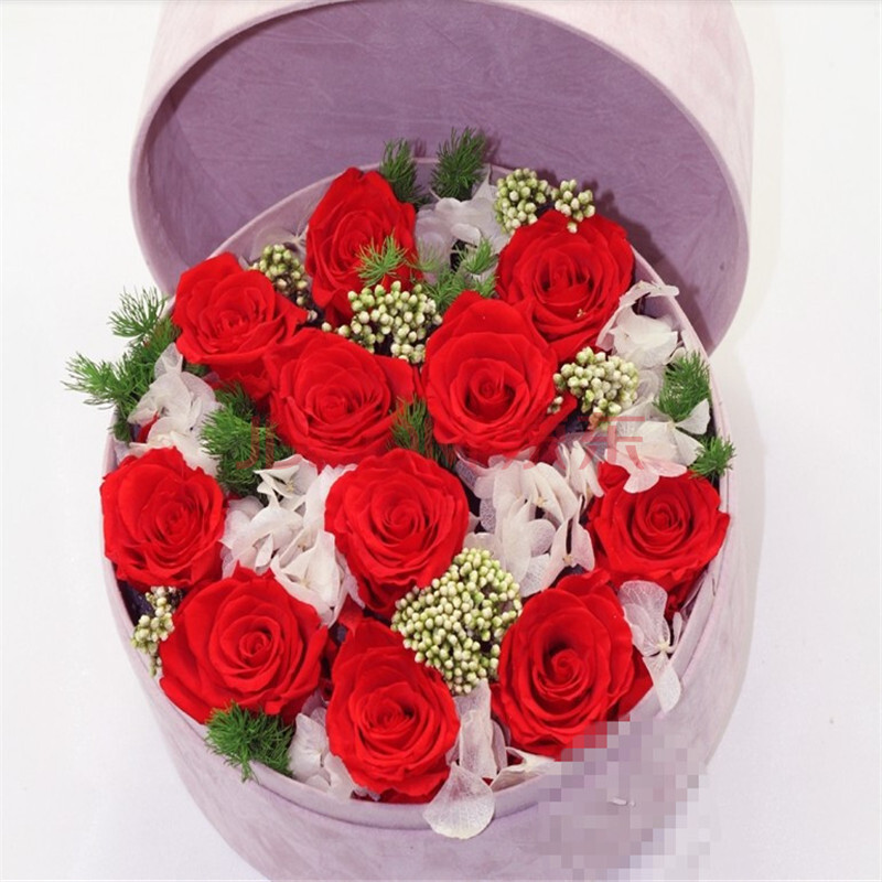 鲜花10朵进口精美永生红玫瑰