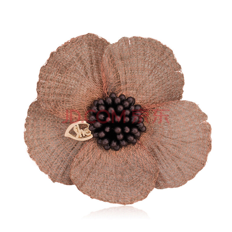 shes茜子饰品 优雅不对称金属纤维网状花朵胸针边夹sbb9711186 f0