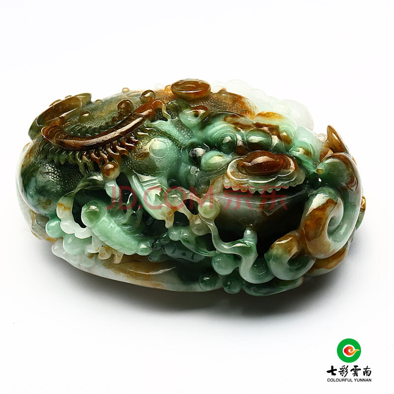七彩云南 天然翡翠a货 糯种 五毒护身 手把件 摆件 挂件 0029001465