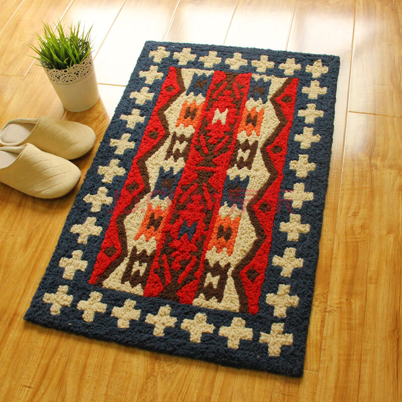 富居foojo手工编织脚垫003sgbz浪漫抽象花色地垫门垫 苏格兰 50*80cm