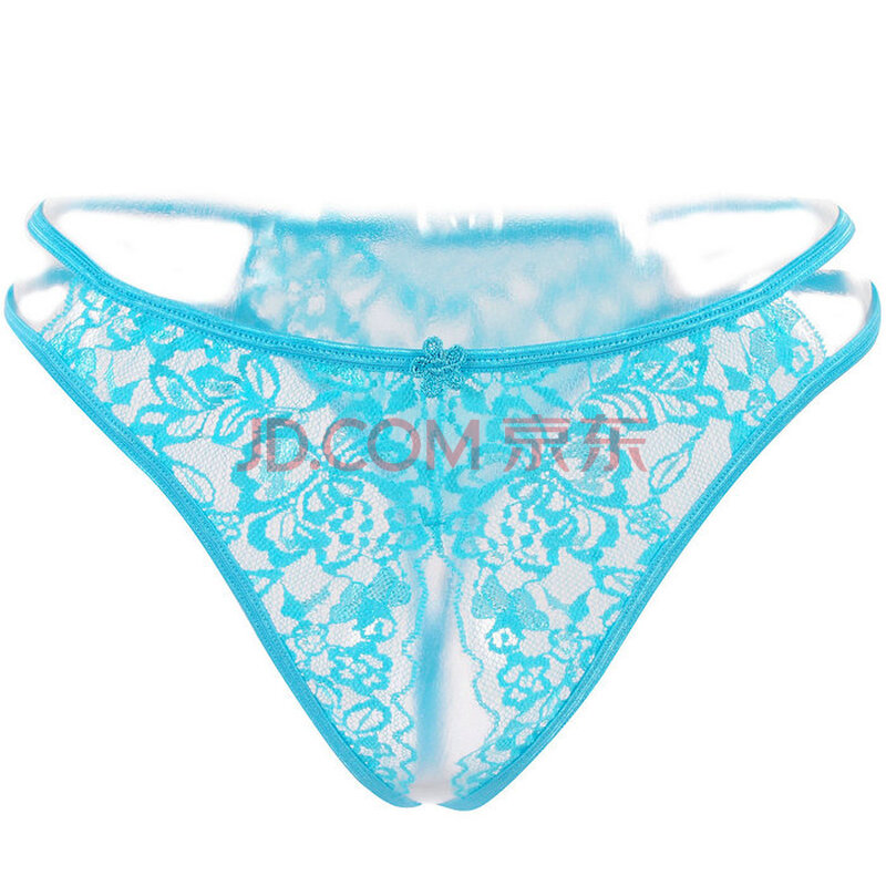 轻舞云端 性感透明诱惑蕾丝开裆丁字裤 1323 天空蓝成人用品开裆裤t裤
