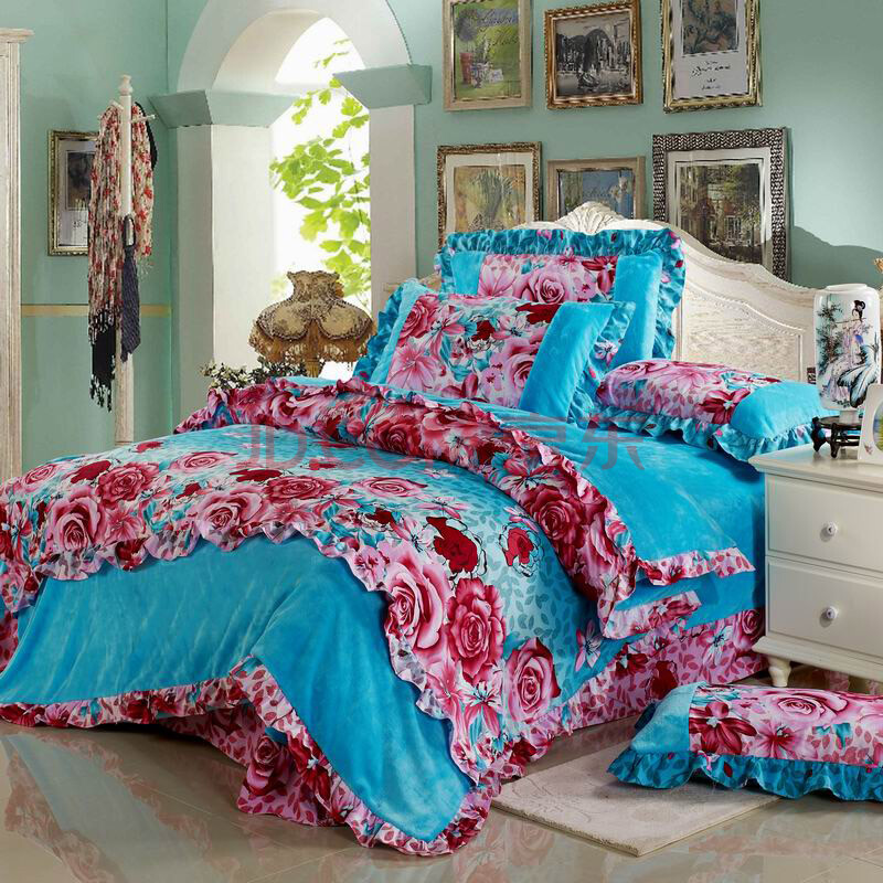 洛妃 床上用品 贵妃绒四件套 甜心爱人 1.5m