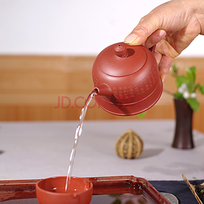 茶玩家宜兴紫砂壶 全手工名家紫沙壶功夫茶壶泡茶器 清水泥金钟壶 200