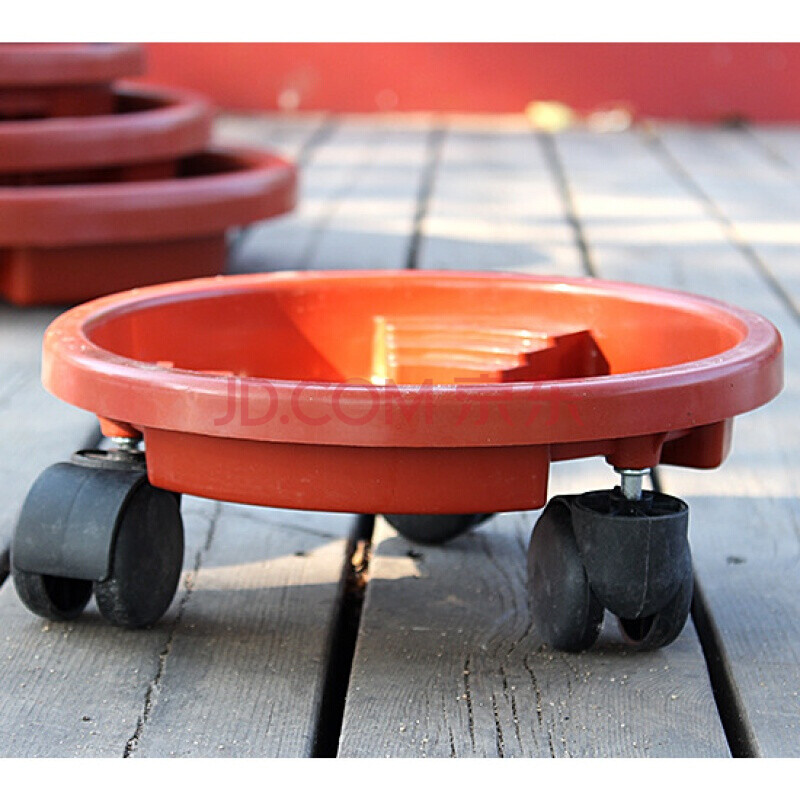 加厚梯形万向轮移动托盘花架花托滚轮花盆托盘圆形底盘带轮子 红阶梯