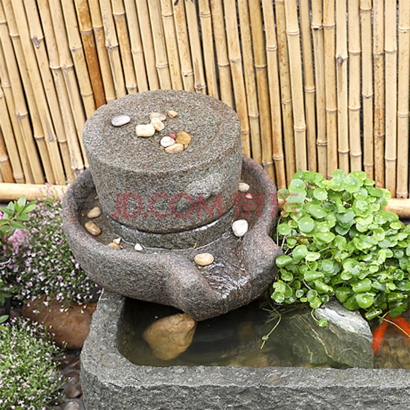 石磨假山石流水磨盘民宿景观装饰阳台庭院花园喷泉摆件造景礼品 小