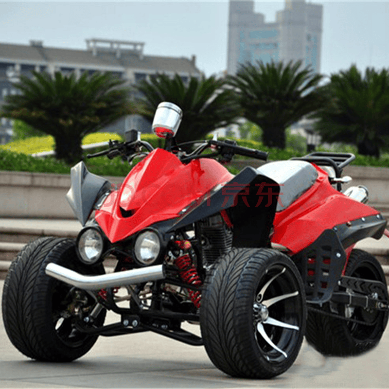 新款倒三轮沙滩车公路越野摩托车150-250cc个性改装偏三轮海滩车 红色