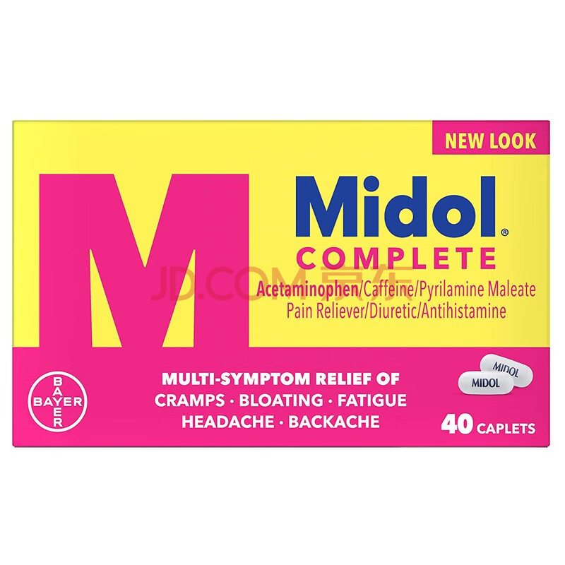 美国进口bayer拜耳 midol complete 女性缓解月经片 姨妈痛 加量装40