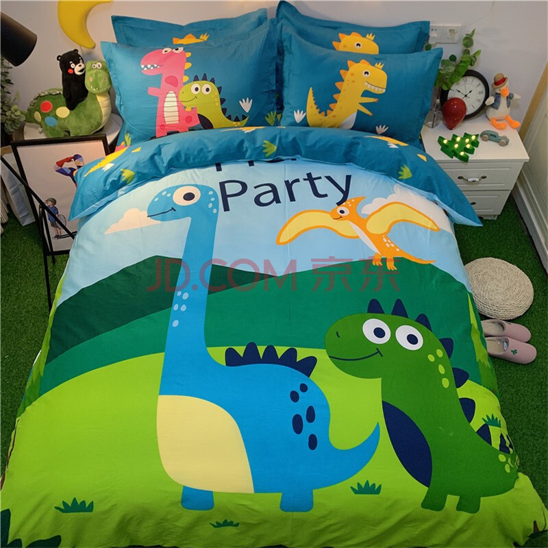 2米上下铺1.5米2米 恐龙家族 四件套1.8米床笠款需定制下单隔天发