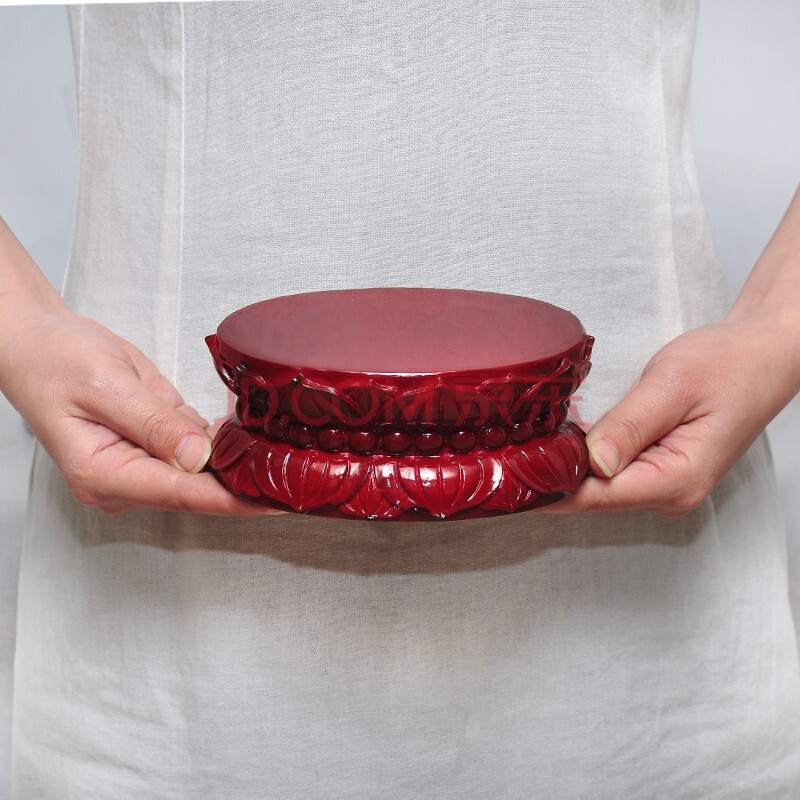 红木莲花底座佛具佛像观音菩萨财神奇石花瓶底座寺庙供奉佛教用品 6寸