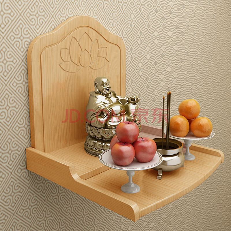 佛龛供奉台财神架子家用经济型简易墙壁挂式关公神台客厅神龛 清漆