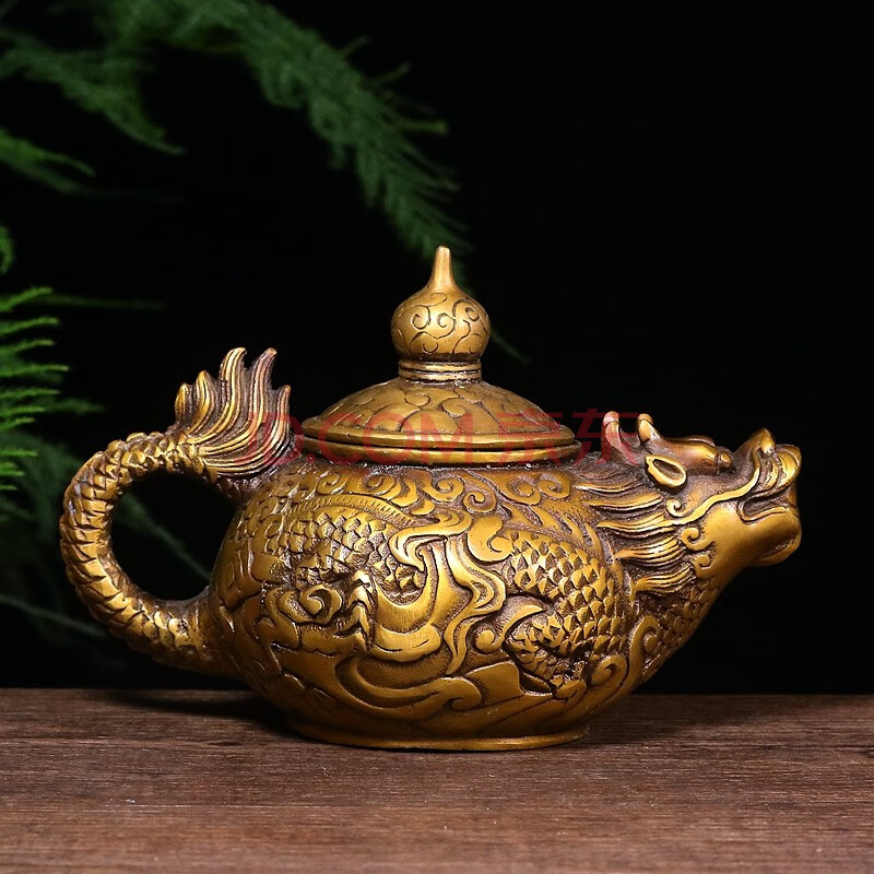 铜人艺巷复古全铜龙头壶黄铜酒壶水壶葫芦龙壶老铜壶茶壶铜工艺品