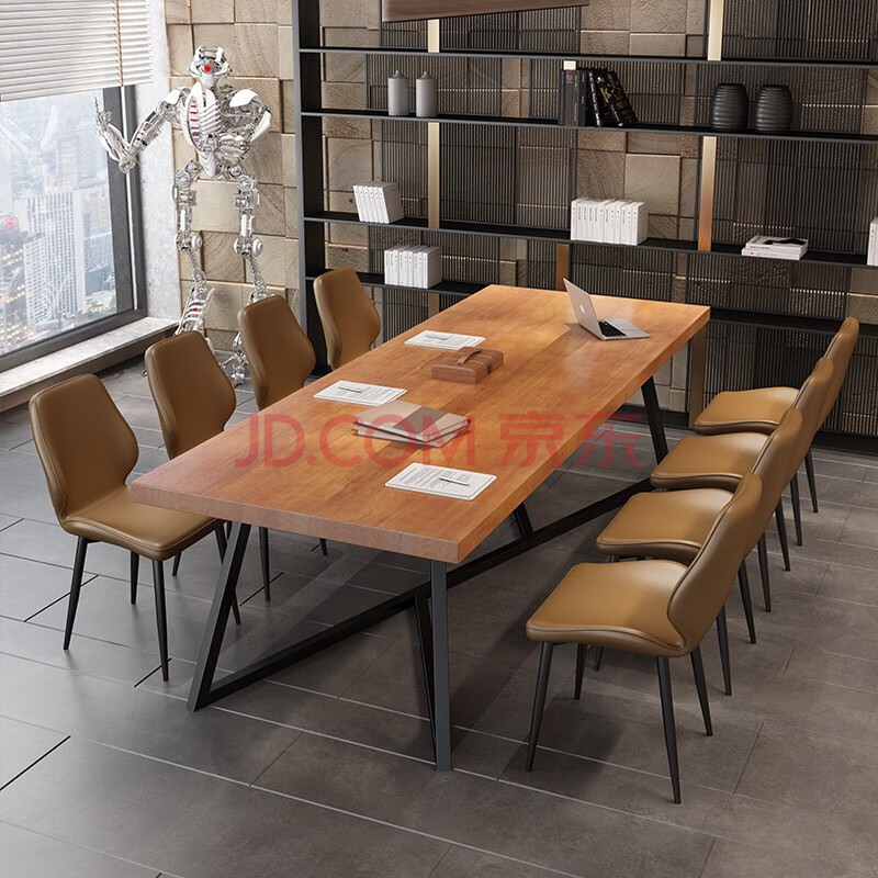 铁空间loft工业风办公桌实木会议桌长桌简易长方形洽谈桌工作室桌椅