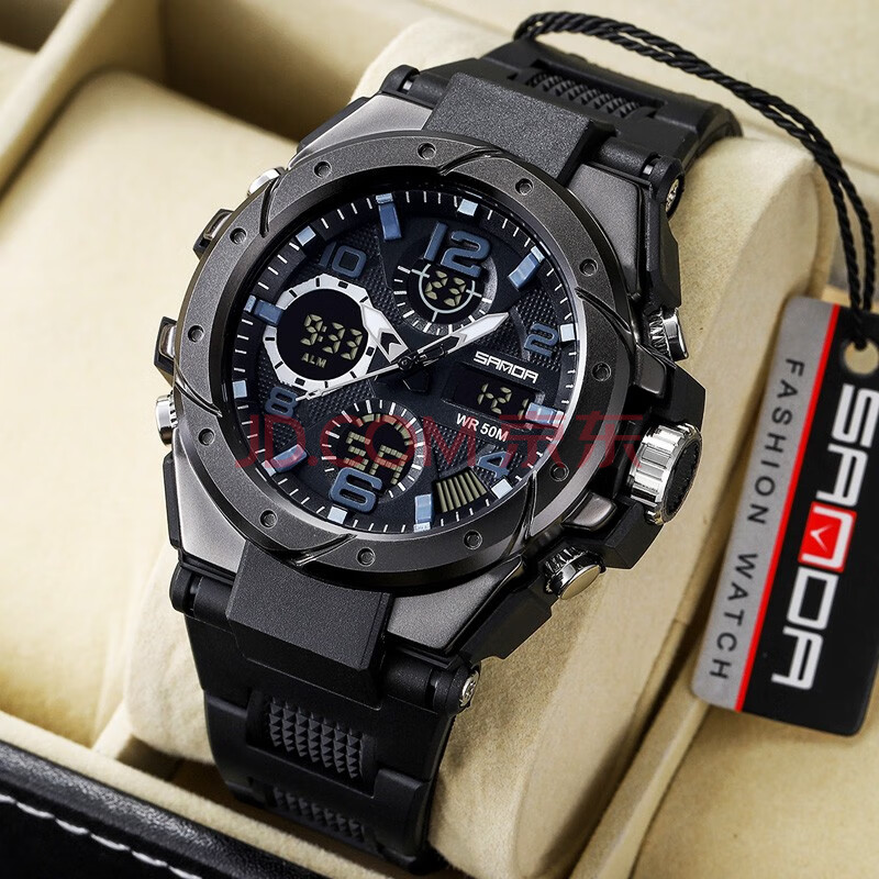 三达正品电子手表男士军表初中高中学生青少年儿童户外运动防水潮流