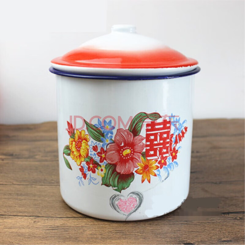 大号搪瓷杯怀旧复古搪瓷带盖搪瓷缸茶缸水杯子茶缸子婚庆双喜杯搪瓷杯