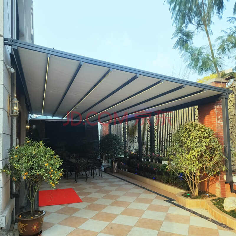 紫叶(ziye)户外天幕遮阳棚电动伸缩阳台遮阳蓬阳光房玻璃房隔热防晒