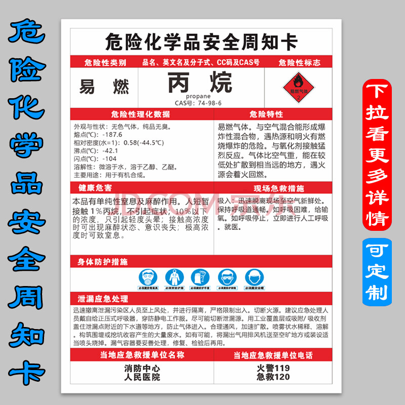 危险化学品安全周知卡危化品物质危害告知卡盐酸 硫酸 硝酸 液碱 液氮
