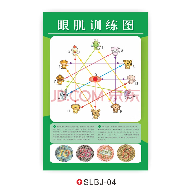 视力保健图远眺表色盲色弱锻炼图眼肌训练图墙贴画远眺眼肌训练表眼睛