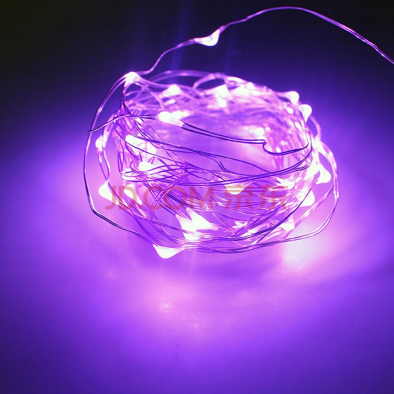 防水太阳能彩灯串七彩led串灯带铜线节日户外庭院别墅装饰霓虹灯 紫色