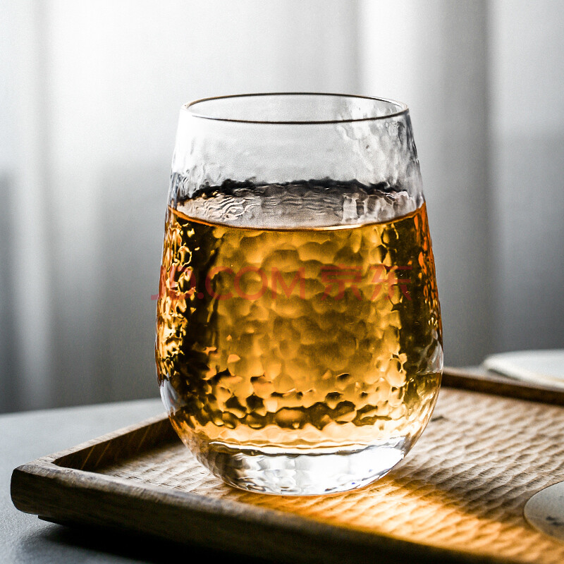 博儒 创意玻璃杯斜口锤纹耐热加厚水杯果饮杯果汁杯茶杯牛奶杯子 锤纹