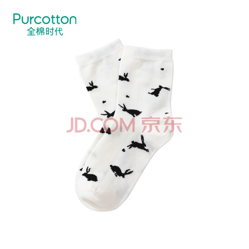                     Purcotton 全棉时代 PUW203001 女士丽棉可爱提花中筒袜                