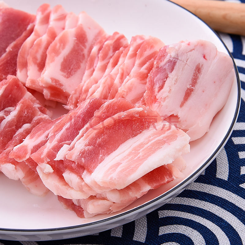 五花肉片 烧烤 偏肥 新鲜五花肉 薄片 烤肉片 带皮 腌制食材厚切 不