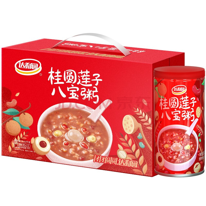 达利园 桂圆莲子八宝粥 方便速食早餐粥 360g*12 罐 整箱装