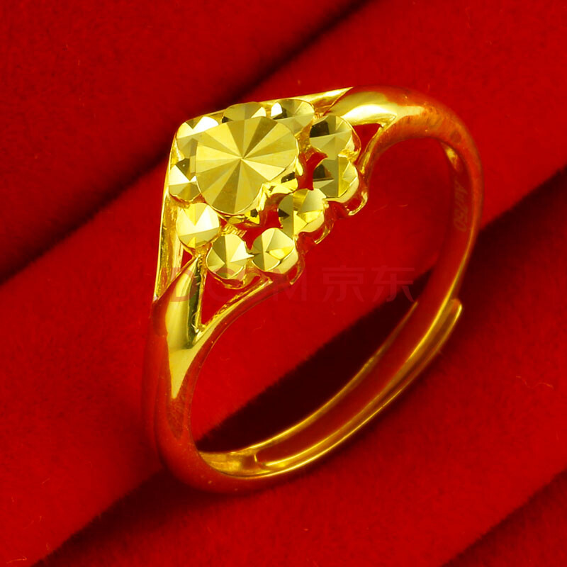 千影珠宝 黄金戒指9999足金女款钻石面纯金首饰爱心形送情人礼物送