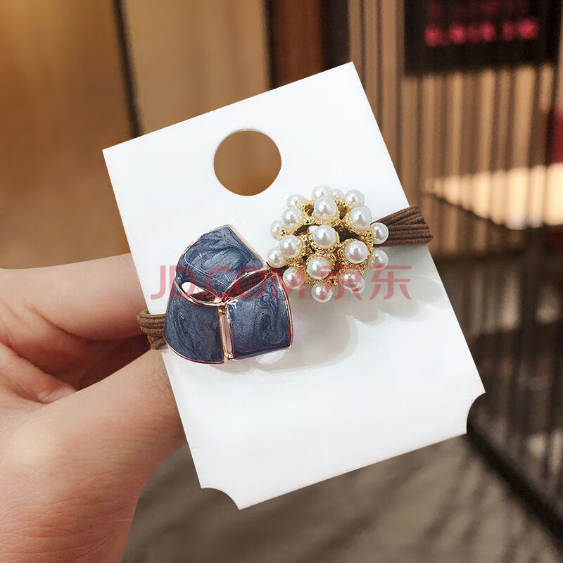 头绳女简约气质网红发圈ins丸子头小香风扎头发绳皮筋头饰 三叶草蓝色