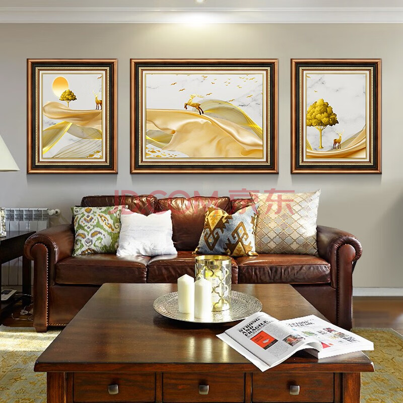 心泊 美式客厅装饰画欧式沙发背景墙画现代玄关走廊过道有框画现代