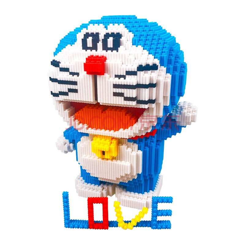 嗨彩拼 哆啦a梦大号蓝胖子叮当猫机器猫拼装积木 兼容乐高微型钻石