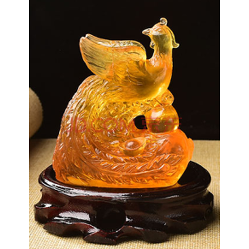 易明开居属龙人21牛年年丹凤守禄琉璃摆件牛年化太岁饰品风水 丹凤守