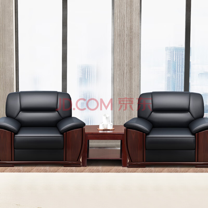 隆旭办公家具办公沙发茶几组合办公室简约会客接待沙发商务皮沙发西皮3+ 