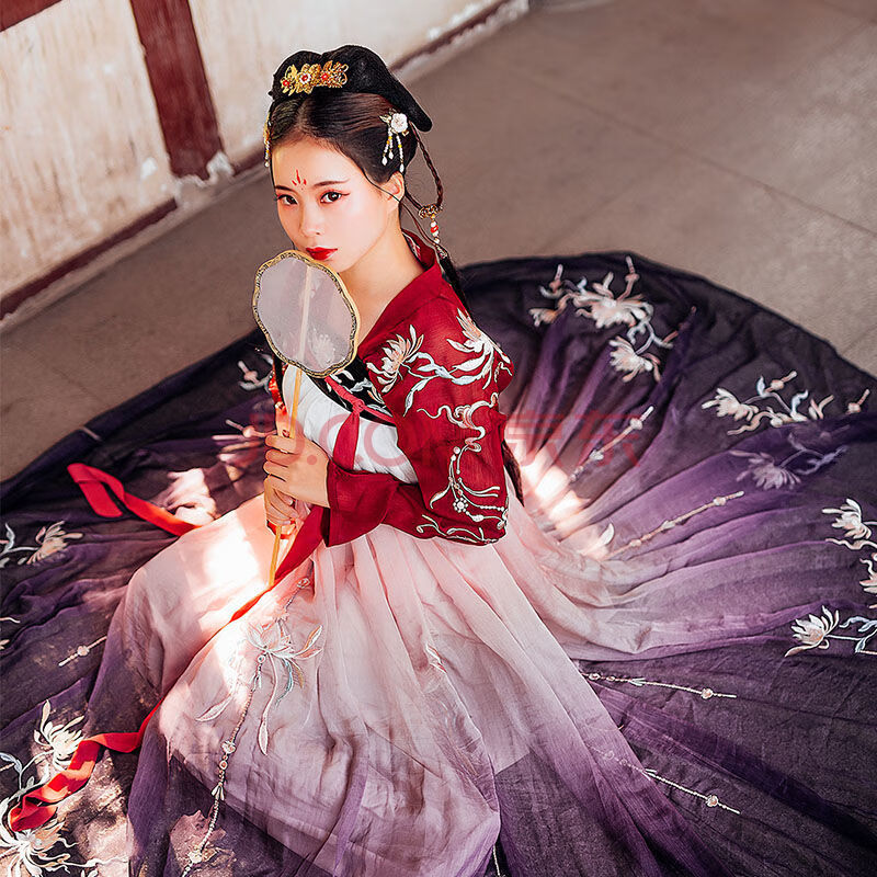 大袖衫学生古装全套唐装齐胸襦裙春夏新款夜芙渠汉服全套原创正版s