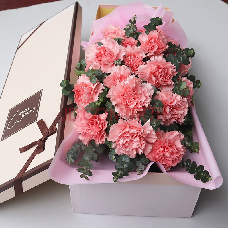 19朵粉色康乃馨礼盒【图片 价格 品牌 报