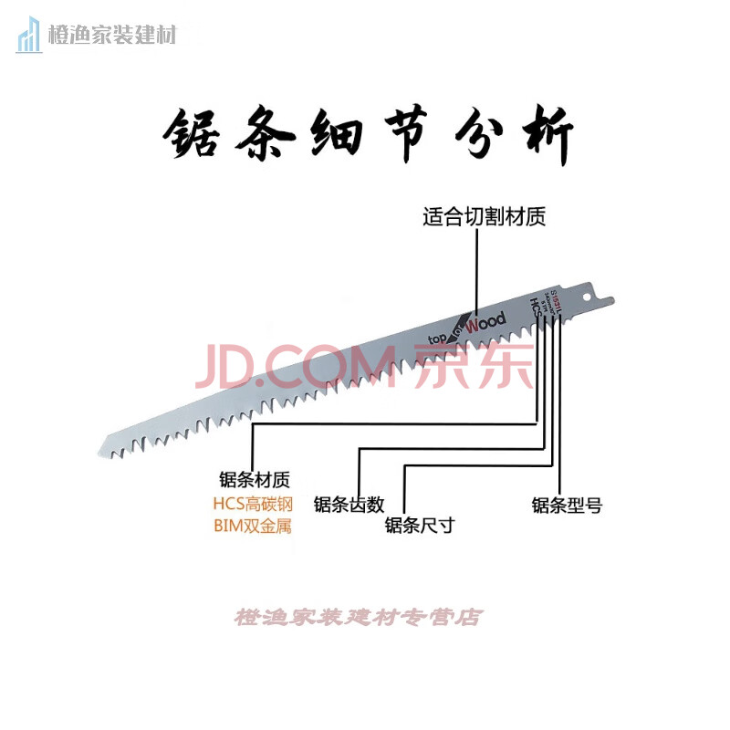 往复锯通用锯条 马刀锯金属木工骨头冻肉塑料粗细齿曲线切割锯片 普通