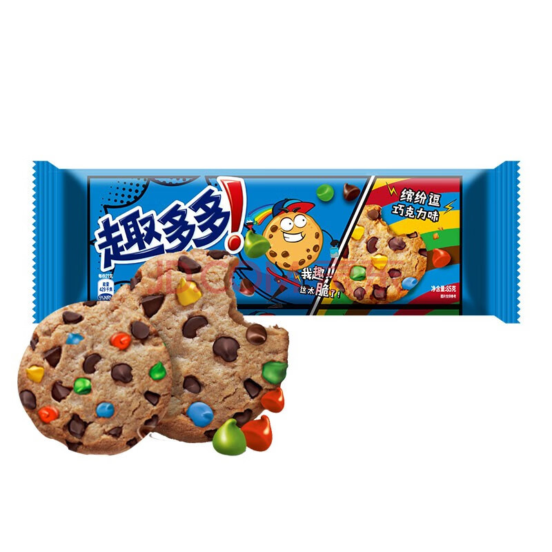 趣多多 缤纷豆巧克力味曲奇饼干 休闲零食下午茶 85g(新老包装随机