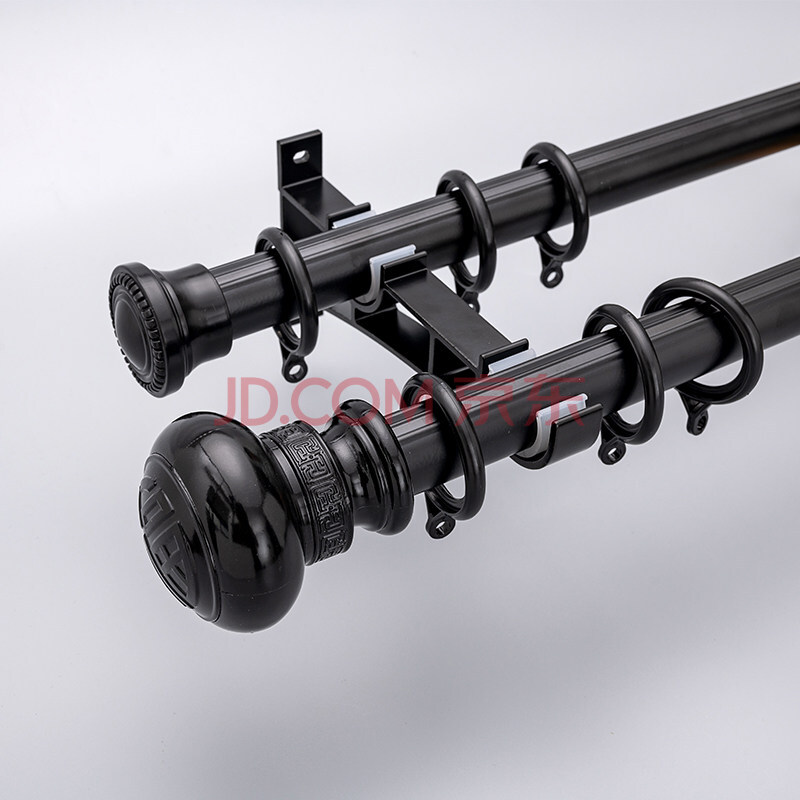 北欧现代简约铝合金罗马杆窗帘杆静音轨道杆加厚单双杆打孔窗帘杆