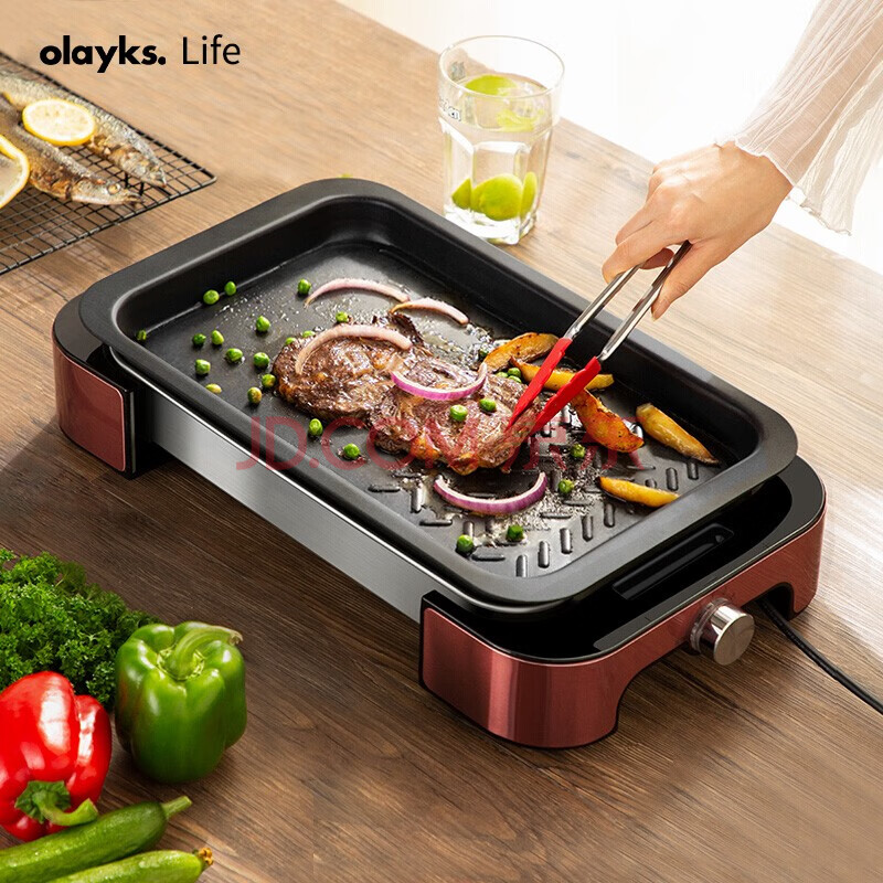 出口日本原款olayks 电烤炉韩式小烤肉锅电烤盘家用烧烤锅烧烤炉室内