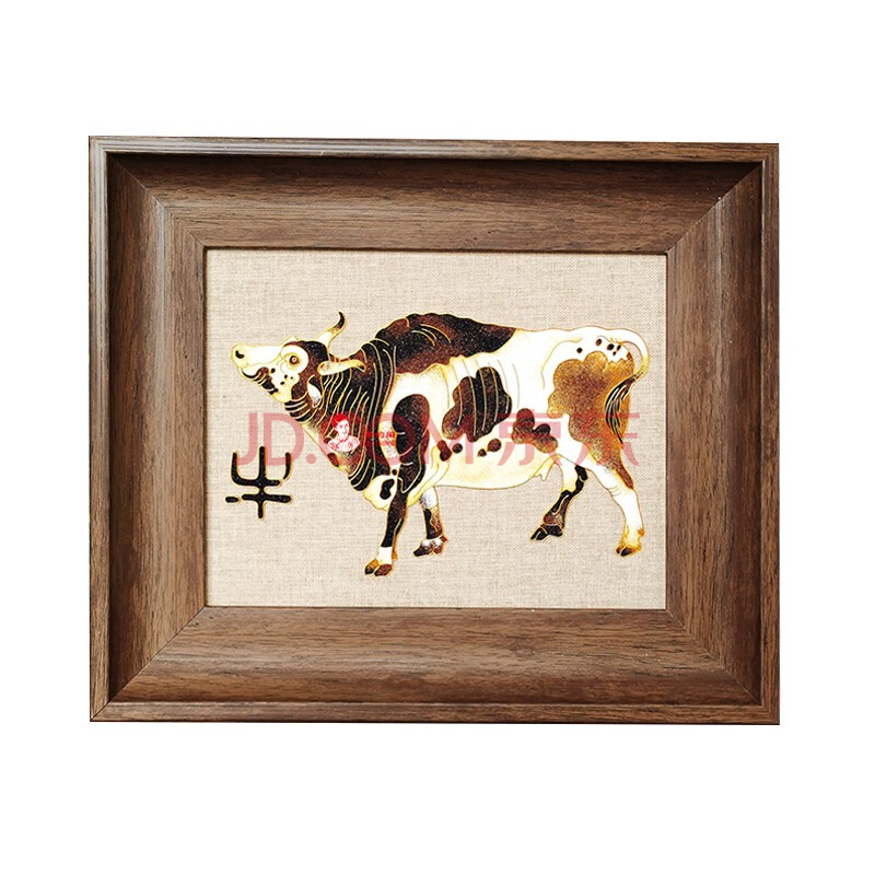 文化尚品五牛图局部景泰蓝掐丝珐琅画diy材料包 金丝沙画 牛年伴手礼