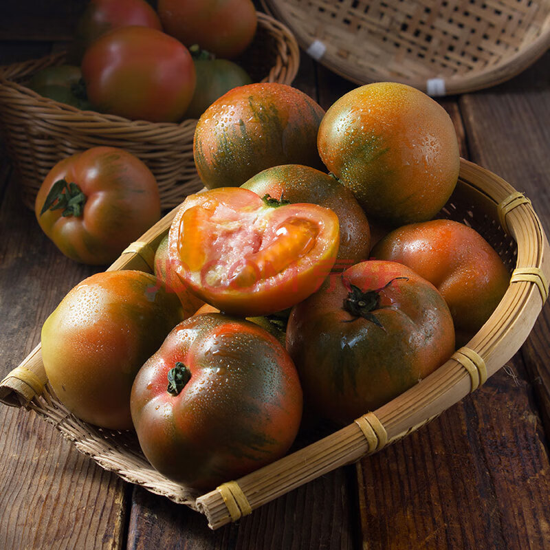 丹东铁皮柿子草莓西红柿东北绿腚番茄碱地油柿子新鲜水果5斤 1.5-1.