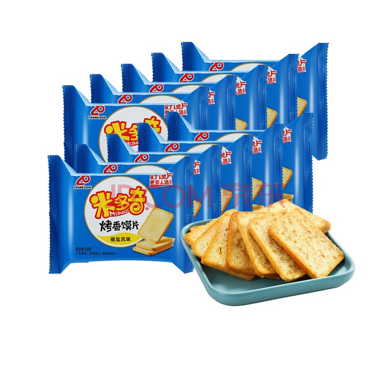 米多奇 烤香馍片 椒盐风味 营养早餐 休闲零食 下午茶点 50g*10(新老