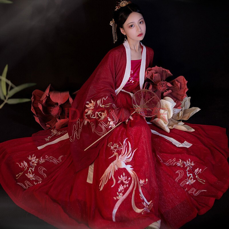 优娑汉服女原创古装中国风红色传统广袖流仙裙超仙对襟齐腰6米摆预售