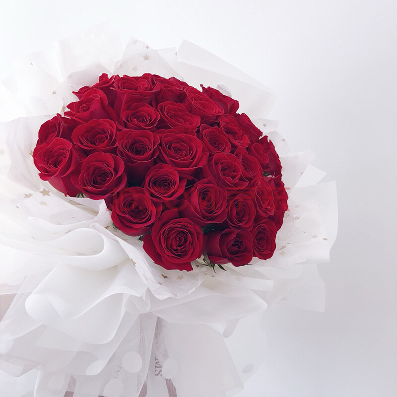 记忆花派鲜花 同城配送33朵红玫瑰花束韩式混搭鲜花速递表白求婚送