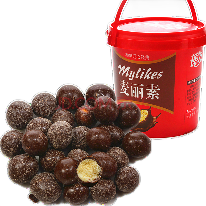 德发 麦丽素 桶装黑巧克力 夹心白巧克力 128克代可可脂巧克力制品