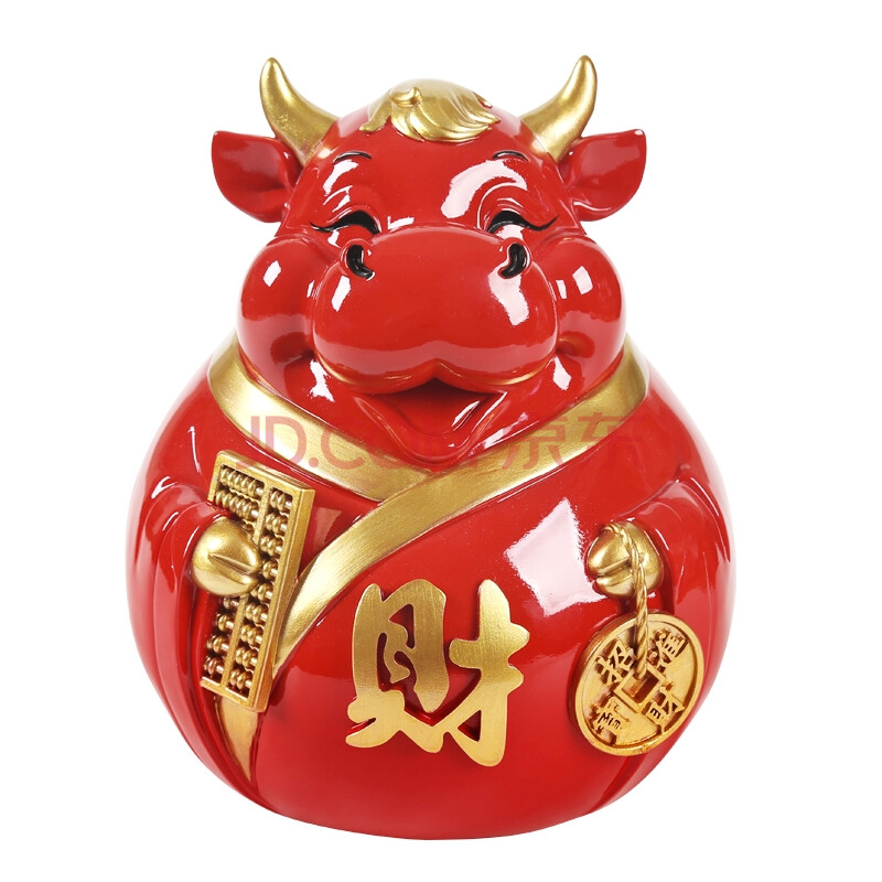 儿童只进不出金牛摆件大容量可取大人家用大号 红色(牛)小号只进不出