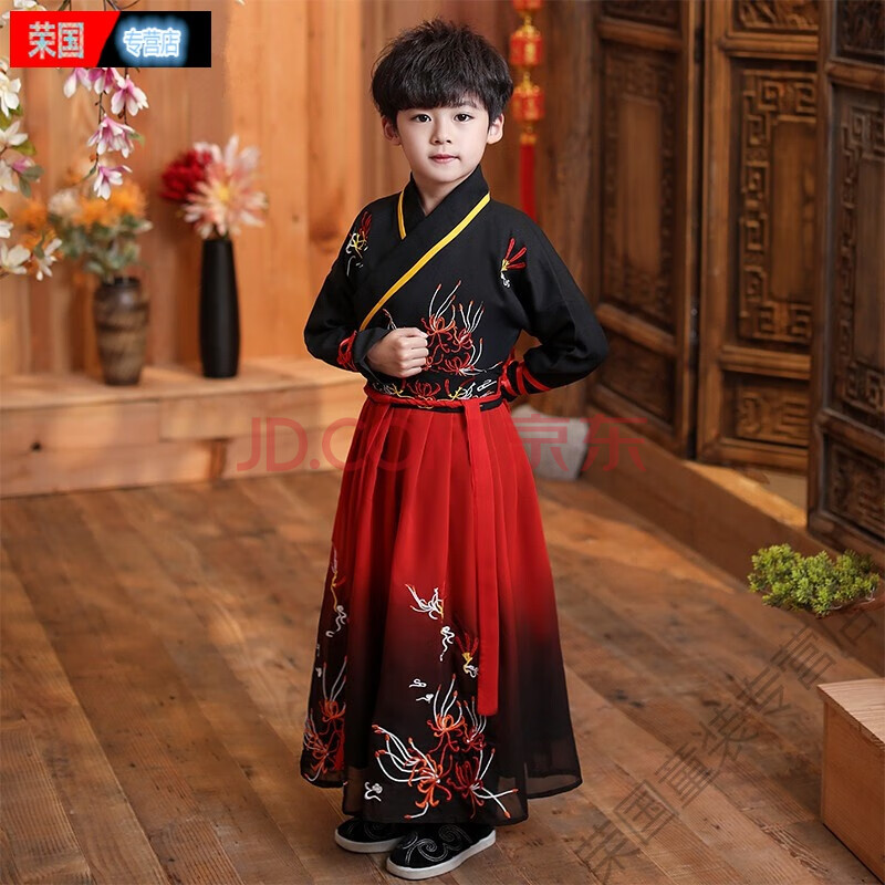 rgzxc 儿童古装汉服中国风男女童古风唐装演出服春夏款襦裙宝宝 男童