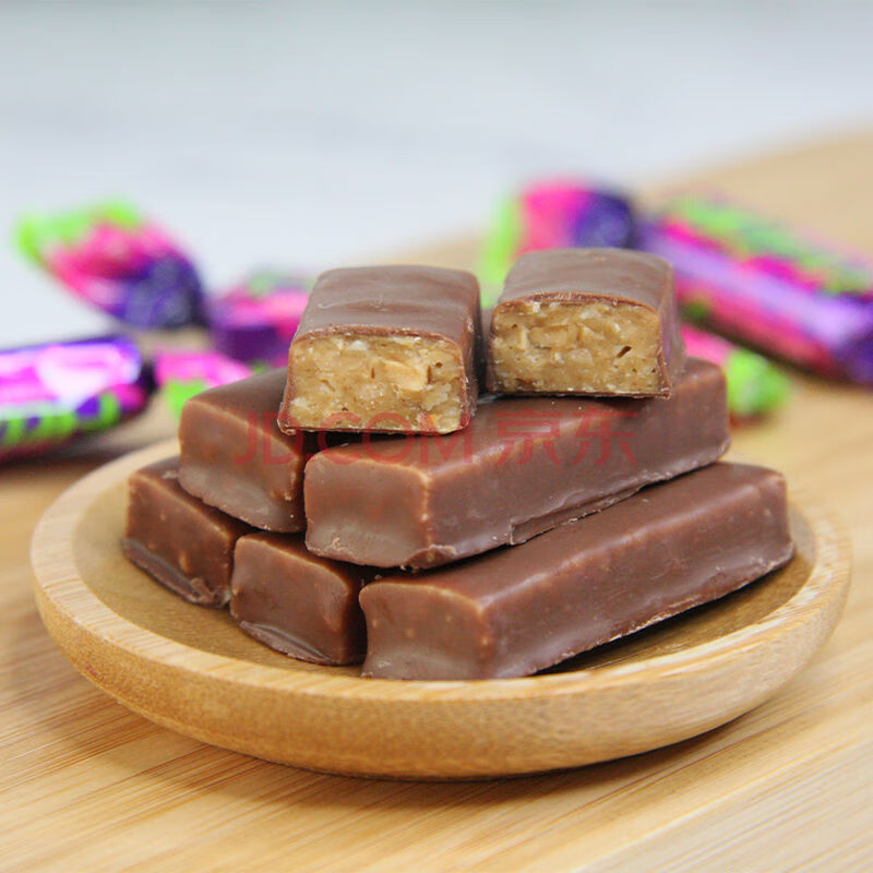 俄罗斯风味紫皮糖整袋500g巧克力零食网红糖果花生糖俄罗斯巧克力